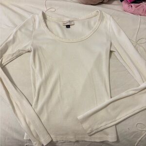 Universal Thread Cream Ribbed Long Sleeve Blouse